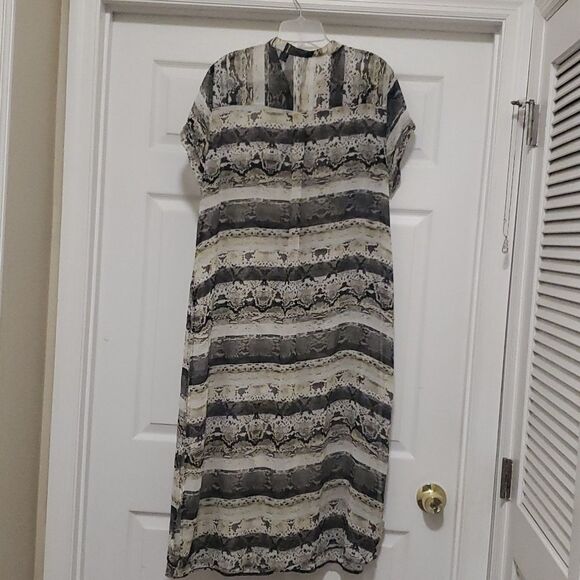 Skye's The Limit womens XL cream & gray snakeskin fully sheer tunic swim… - Picture 2 of 11